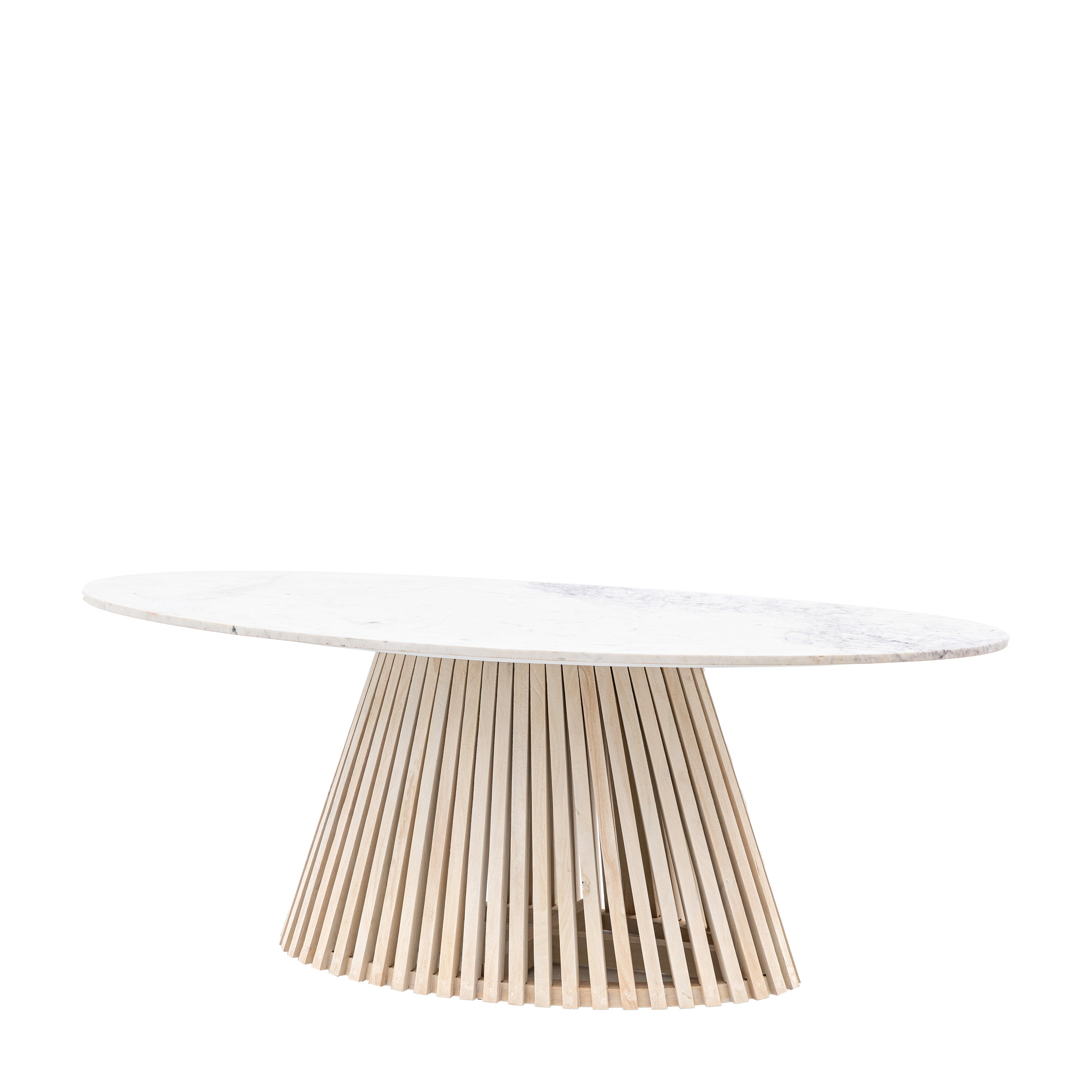 Ardeo Mango Wood & White Marble Oval Dining Table | 6 Seater